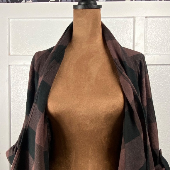 Knox Rose Plaid Draped Waterfall Cardigan XS - Picture 3 of 7